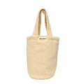 Schicke cremeweiße Plüsch-Handtasche aus Lammwollimitat mit breitem Griff für den Winter - Beige Plüsch Eimer Handtasche (Modell 1)