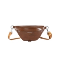 Elegante riñonera de cuero PU marrón con correa ajustable y cremalleras metálicas - Marrón