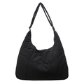 Minimalistische schwarze gesteppte Nylon-Unterarmtasche mit Reißverschluss und Tragegurt - Schwarz