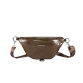 Riñonera minimalista de cuero PU marrón con correa ajustable y hebilla de metal plateado - Marrón