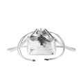 Bolso tipo cubo de cuero PU plateado con cordón y colgante de cruz gótica - Plateado