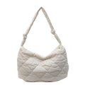 Chic white quilted puffer shoulder bag with a stylish knot handle design for women - Off-white