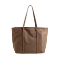 Bruine nylon draagtas met lederen handvatten en ruim ontwerp voor damesmode - Khaki
