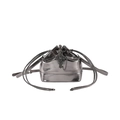 Bolso saco elegante en PU plateado metalizado con colgante de cruz y cordón ajustable - Color Gunmetal