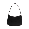 Minimalist black PU leather hobo shoulder bag with matte texture and sleek crescent shape - Black
