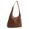 Brown PU leather Hobo shoulder bag for women with adjustable strap and front pocket - Brown