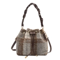 Secchiello a quadri in peluche invernale marrone e grigio con manico intrecciato - Stile senza Charm / Blu