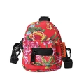 Mini bolso bandolera de lona con estampado floral rojo y correa ajustable - Rojo