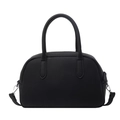 Classic black pebbled leather Boston handbag with dual top handles and detachable strap - Black
