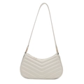 Elegante borsa a spalla hobo bianco crema con trapuntatura a V e dettagli dorati - Bianco