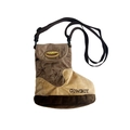 Winterse pluche crossbodytas in bruin cowboylaarsontwerp met nylon schouderband - Bruin