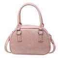 Rosafarbene Handtasche aus PU-Leder mit Silberringen und Umhängeriemen für Damen - Rosa