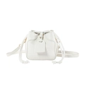 Bolso tipo cubo de piel sintética blanca con diseño de cocodrilo y correa ajustable - Blanco