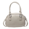 Schicke cremeweiße PU-Lederhandtasche für Damen mit Silberringen und Schultergurt - Gebrochenes Weiß