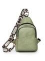 Sac bandoulière vert clair en cuir PU avec sangle géométrique et garnitures dorées - Vert