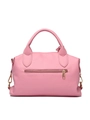 Rosafarbene Boston-Handtasche aus Leder mit goldener Reißverschlusstasche und Griffen - Rosa