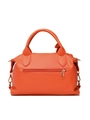 Orange lychee texture Boston handbag with gold hardware and back zipper pocket - Yellow