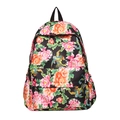 Fashionable nylon backpack featuring colorful peony floral and phoenix embroidery patterns - Black