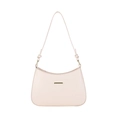 Borsa hobo minimalista bianco crema dal design curvo e dettagli metallici dorati - Bianco Sporco