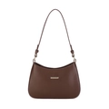 Borsa a mano a mezzaluna minimalista marrone scuro in pelle con fibbia dorata - Marrone