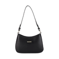 Borsa sottospalla classica in pelle PU nera a forma di mezzaluna con fibbia d'oro - Nero