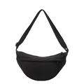 Minimalist black nylon crescent crossbody bag with adjustable strap and dual zipper closure - Black