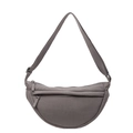 Minimalist dark grey nylon crescent crossbody bag with adjustable wide shoulder strap - Gray