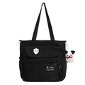 2024 stylish black nylon crossbody bag with dog charm and white shield logo - Black