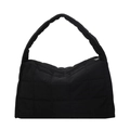Elegante bolso de mano acolchado negro con diseño minimalista y asa suave - Negro