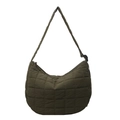 Armeegrüne gesteppte Hobo-Tasche aus Nylon mit verstellbarem Riemen und Sichel-Design - Grün