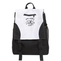 Modieuze zwart-witte nylon rugzak met UFO-print en bandjes met gespsluiting - Zwart-wit Patchwork