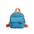 Mini canvas rugzak in hemelsblauw met oranje banden en compact ontwerp - Blauw
