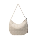 Minimalistische beige Stepptasche im Puffer-Halbmond-Design mit breitem Schultergurt - Cremeweiß