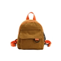 Mini canvas rugzak in bruin met oranje banden, trendy en minimalistisch ontwerp - Bruin