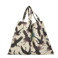 Borsa tote minimalista in jacquard beige con stampa di gru e doppi manici in nastro - Bianco Sporco