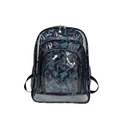 Transparenter PVC Rucksack mit blauen Graffiti-Buchstaben, Schultasche für Schüler und Alltag. - Blauer Buchstaben Design