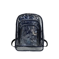 Klarer transparenter PVC Schulrucksack mit Weltraum Galaxie Druck und vielen Fächern. - Blauer Sternenhimmel Stil