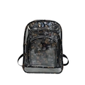 Transparenter PVC-Rucksack für Schüler mit süßem Welpen-Grafiti-Druck und mehreren Taschen. - Schwarzes Hundemuster