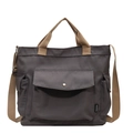 Bolso tote de lona gris oscuro de gran capacidad con correas ajustables para mujer - Gris