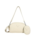 Sac bandoulière tendance en cuir PU blanc cassé avec petit porte-monnaie et deux anses - Blanc Cassé