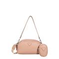 Sac à bandoulière chic en cuir PU rose poudré avec petit pendentif triangle amovible - Rose