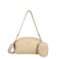Sac à bandoulière en PU beige avec pochette ronde et ornement triangulaire - Khaki