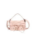 Chic light pink PU leather handbag with pleats and bows for women in 2024 fashion - Pink