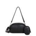 Sac bandoulière noir grainé avec pochette amovible et deux types de bandoulières - Noir