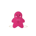 Fuchsia gingerbread man crossbody bag made of felt with embroidery and golden chain strap - Rose Red