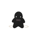 Chic black gingerbread man felt crossbody bag with pink bow and gold chain strap - Black