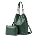 Set borse moda verde scuro con motivo a teschi in rilievo e catena in metallo - Verde