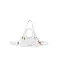 Borsa a tracolla minimalista in pelle PU bianca con design semitondo e dettagli dorati - Bianco