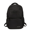 Mochila moderna de nailon negro con bolsillo frontal con cremallera y el logo XinYuePai - Negro