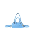 Minimalist sky blue PU leather mini crossbody bag with double handle and gold lettering - Blue